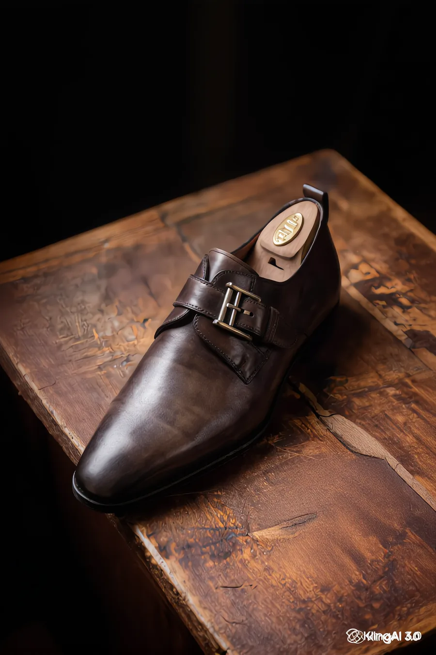 Dark Walnut Monk Strap — after