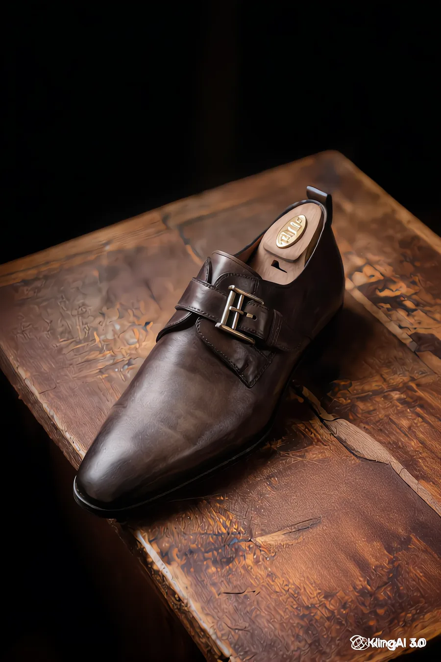 Dark Walnut Monk Strap — before