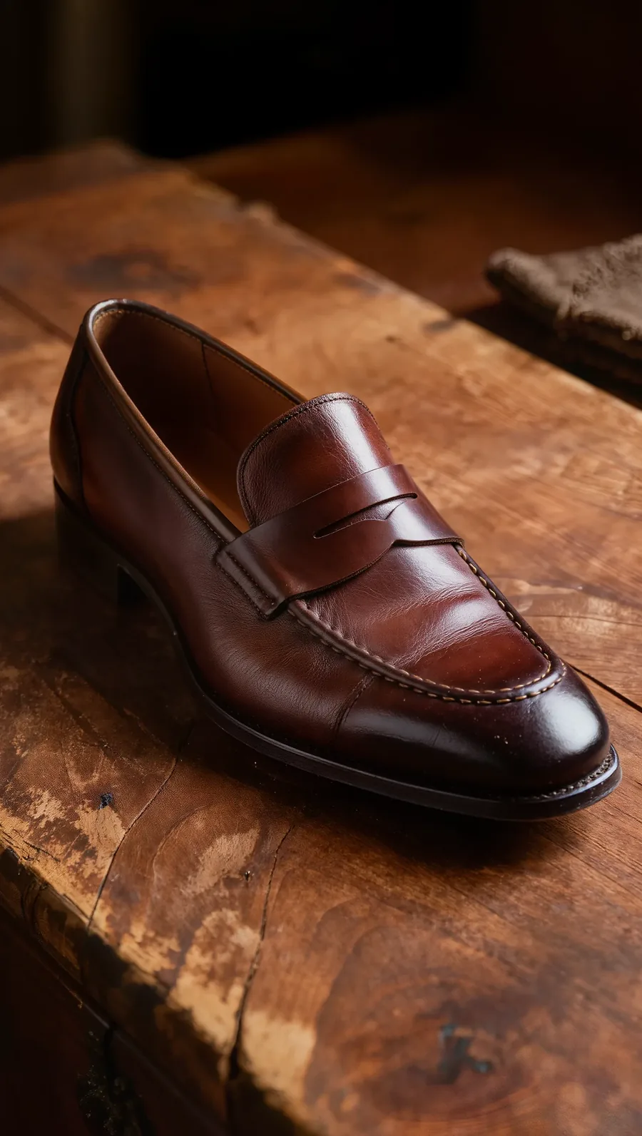 Cognac Penny Loafer — before